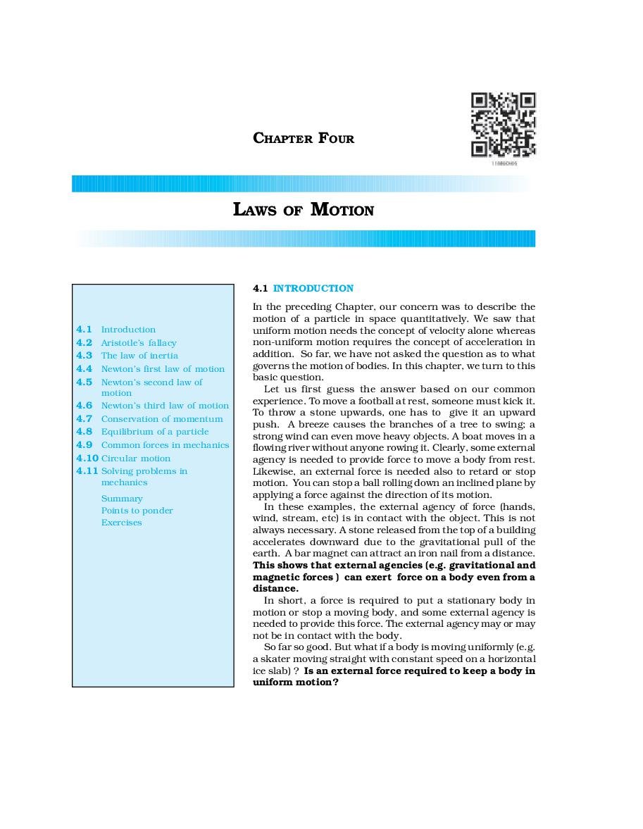 NCERT Book Class 11 Physics Chapter 4 Motion in a Plane - Page 1