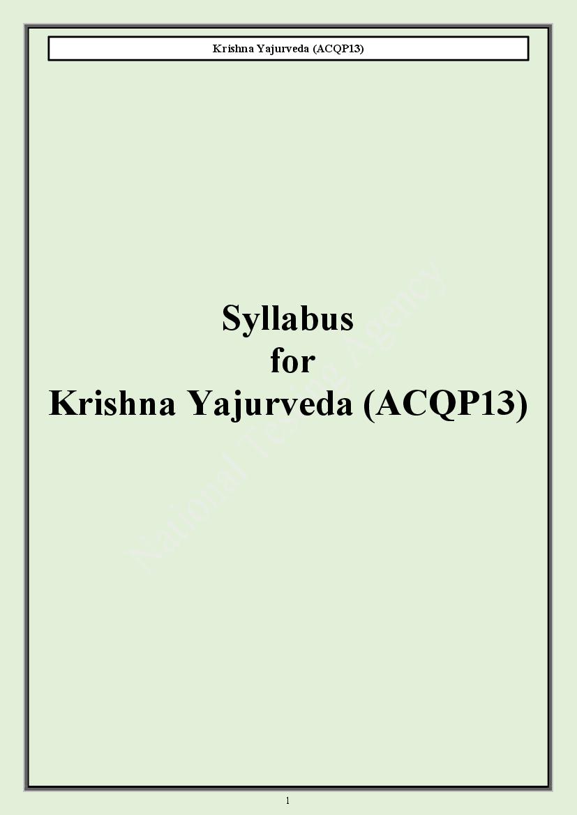 CUET PG 2024 Syllabus Krishna Yajurveda - Page 1