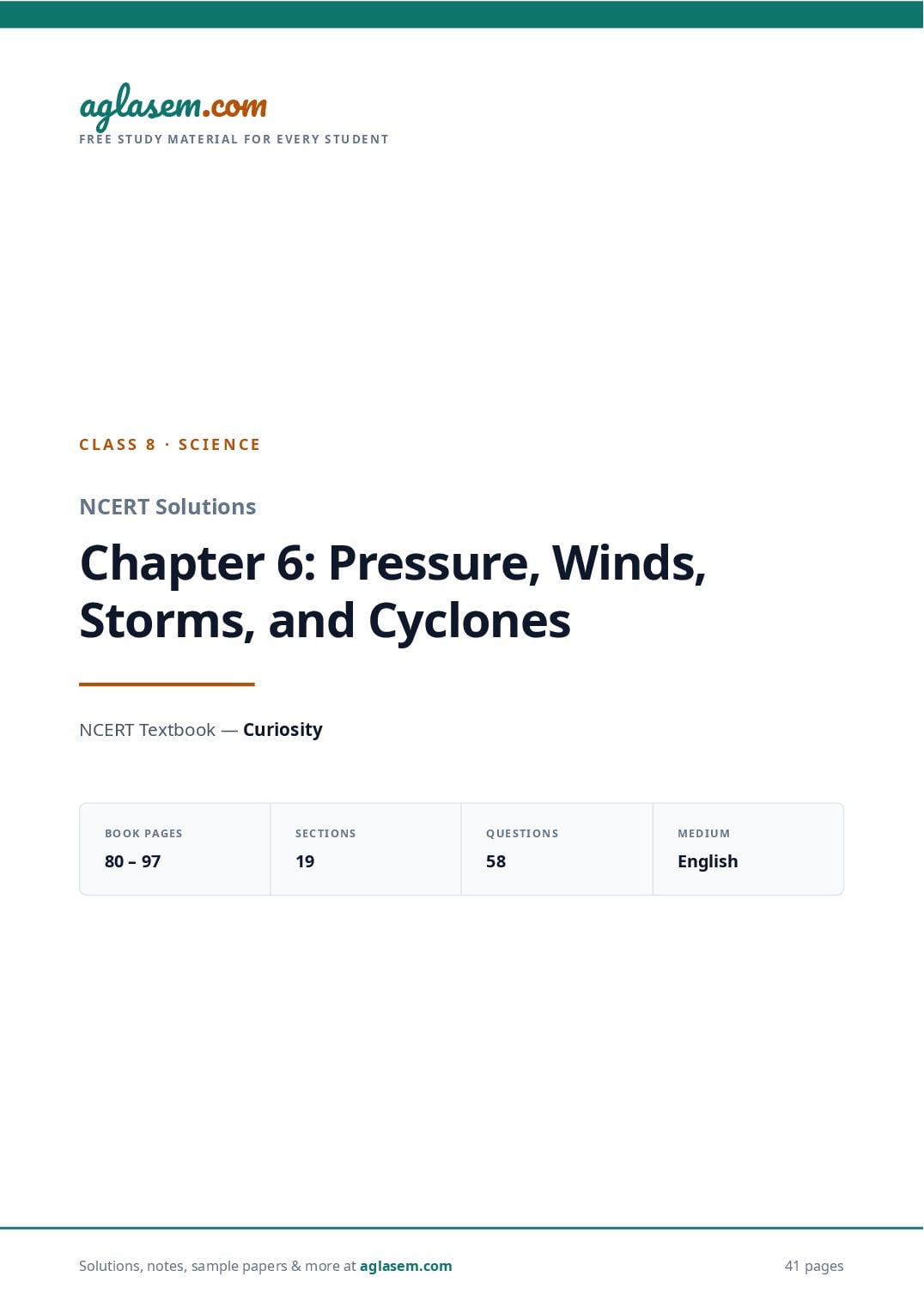 NCERT Solutions Class 8 Science Chapter 6 Pressure Winds Storms and Cyclones - Page 1 of 42
