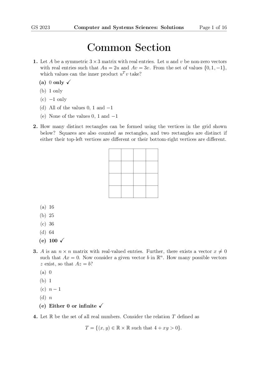 TIFR GS 2023 Question Paper Computer Science - Page 1