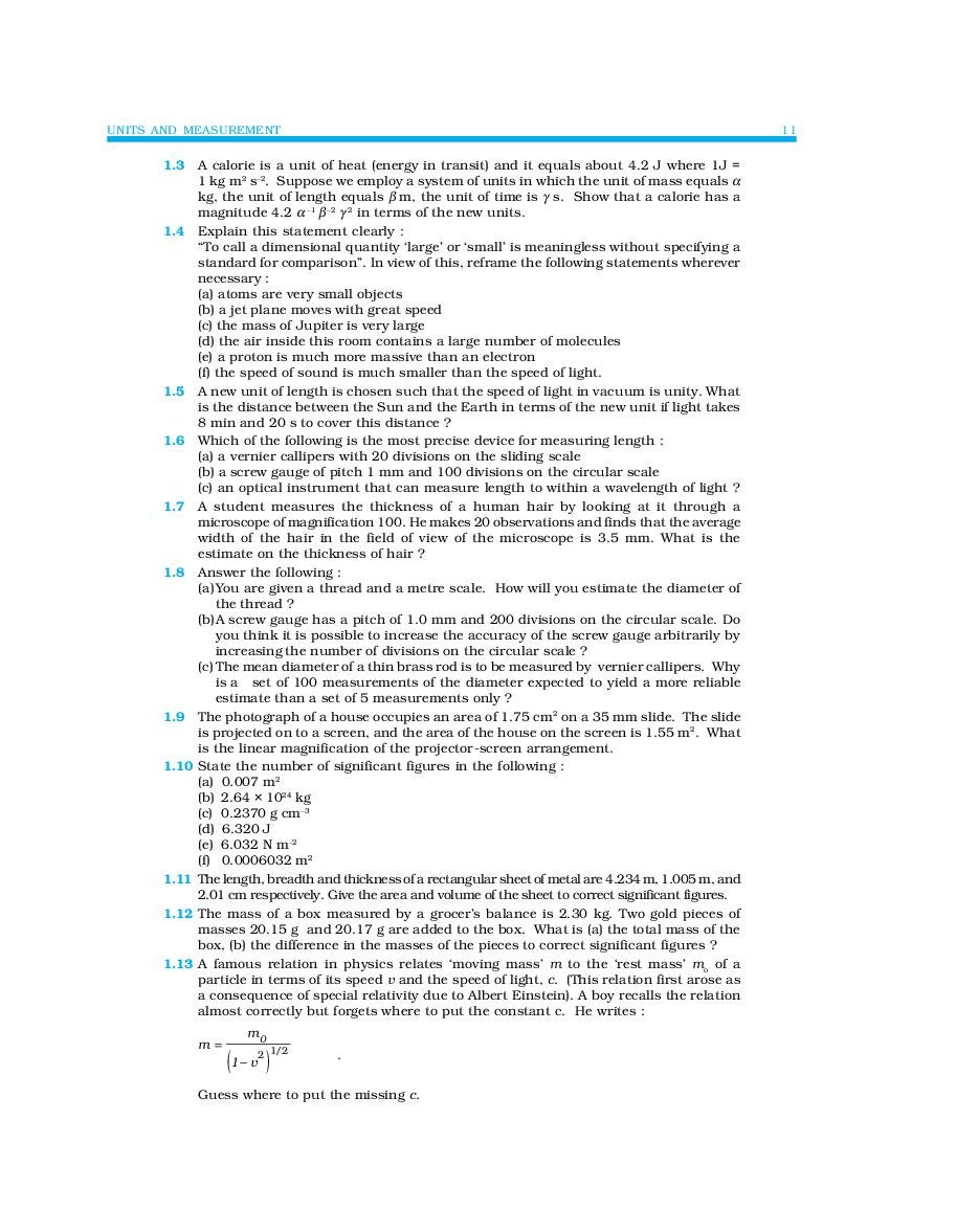 case study questions class 11 physics chapter 1