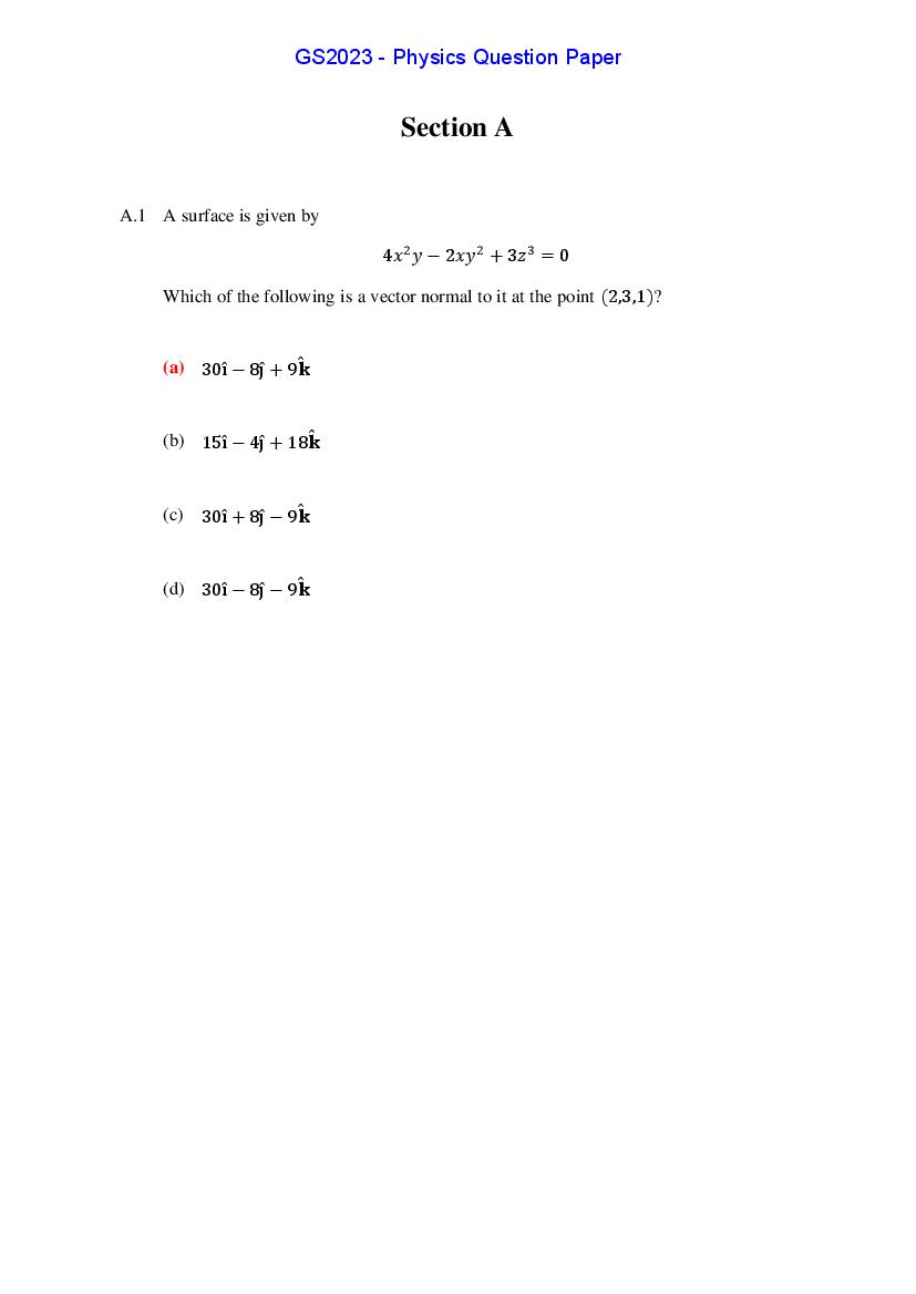 TIFR GS 2023 Question Paper Physics - Page 1