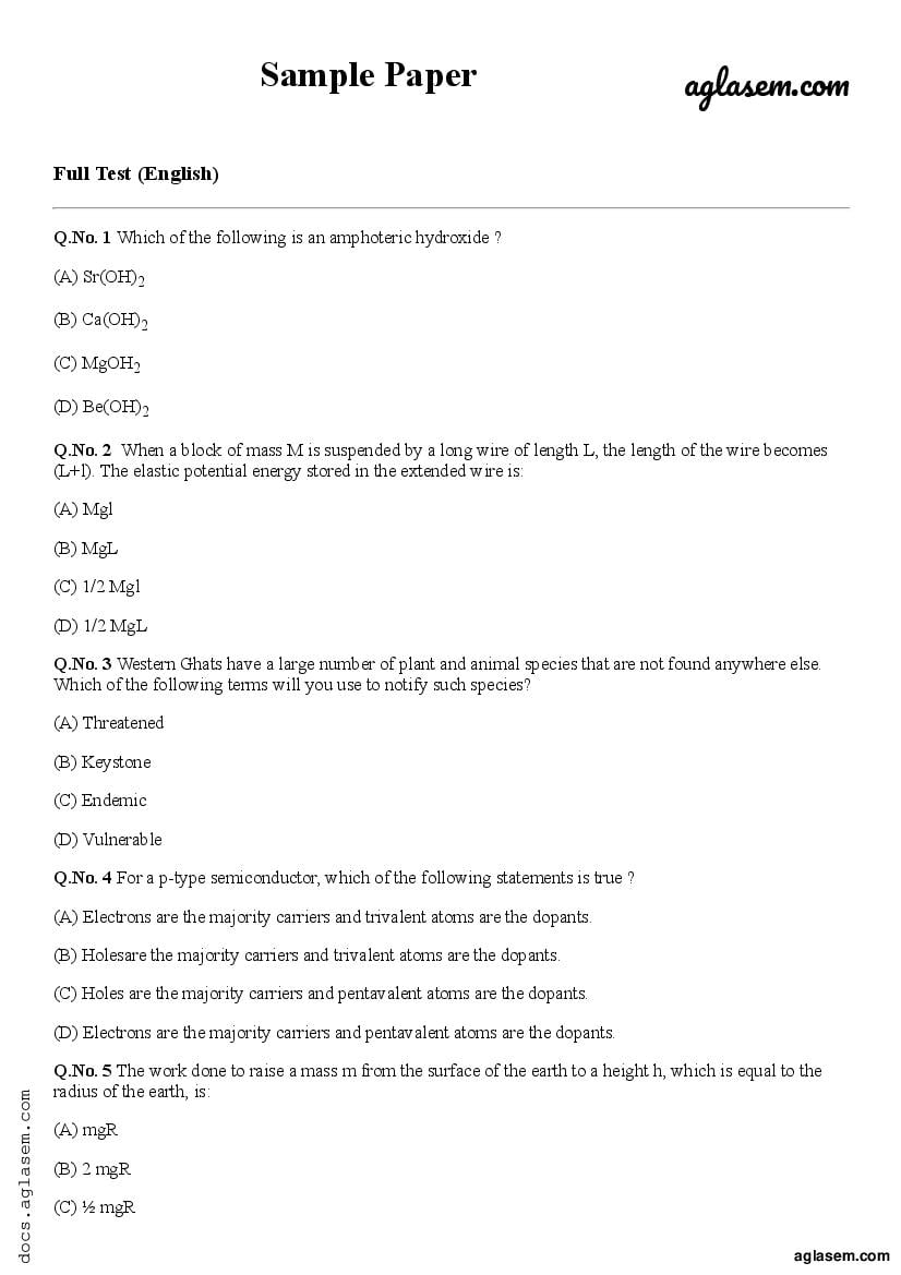 NEET 2023 Sample Paper