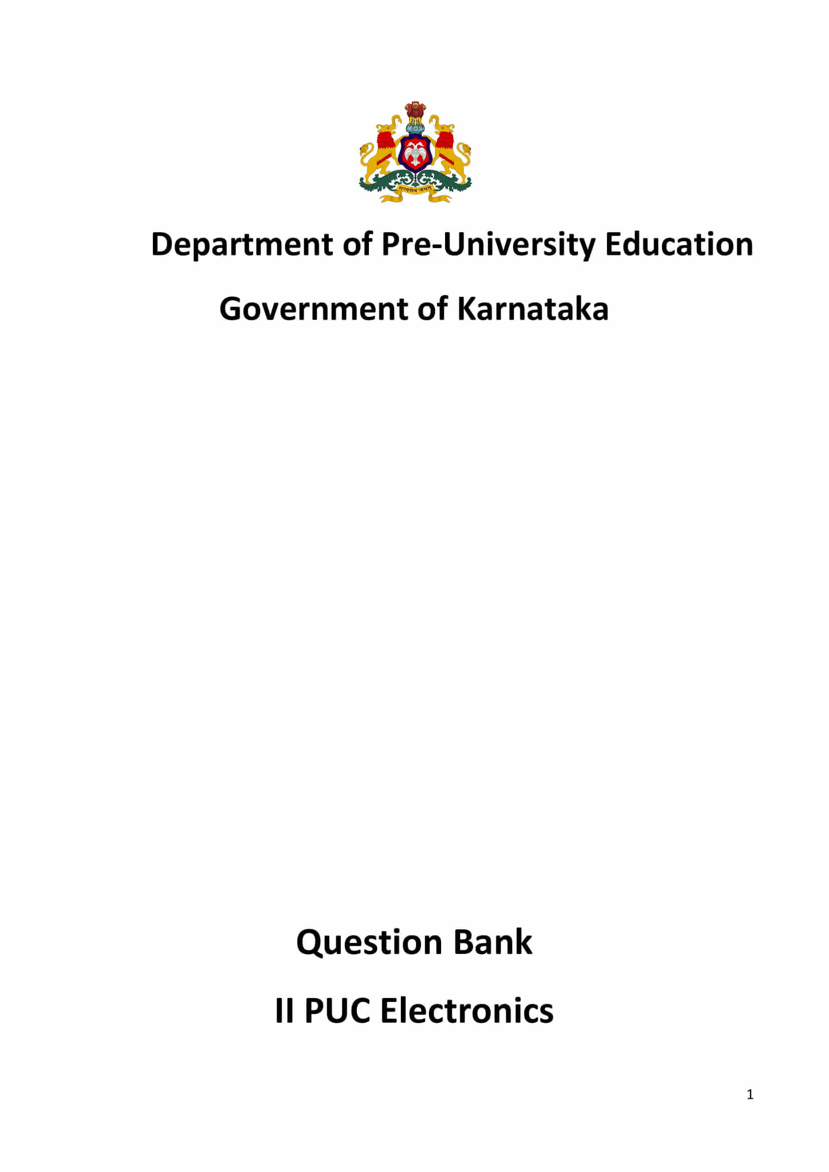 Karnataka 2nd PUC Question Bank for Electronics 2017-18 - Page 1