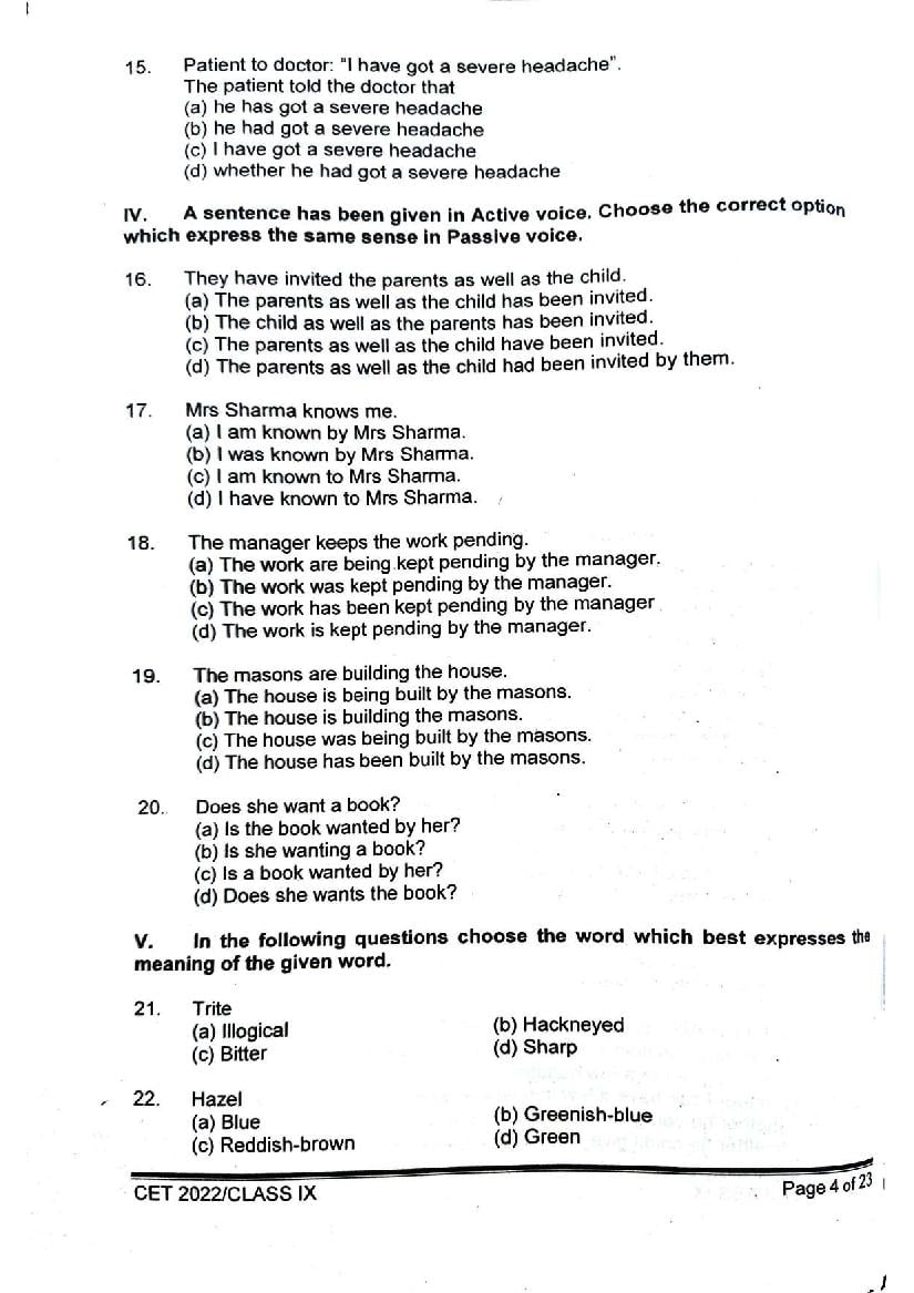 Rashtriya Military School 2022 Question Paper - Download PDF