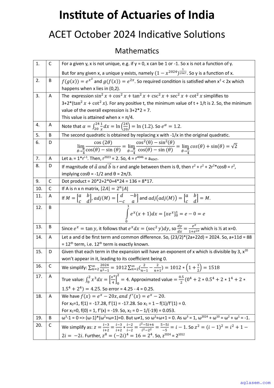 ACET Oct 2024 Solution - Page 1 of 5