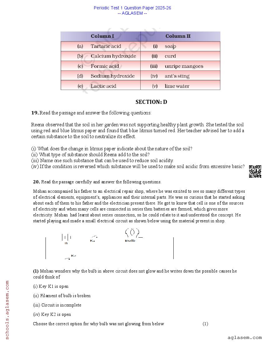 Class 7 PT 1 Question Paper Science 2025-26 PDF | Download Periodic ...