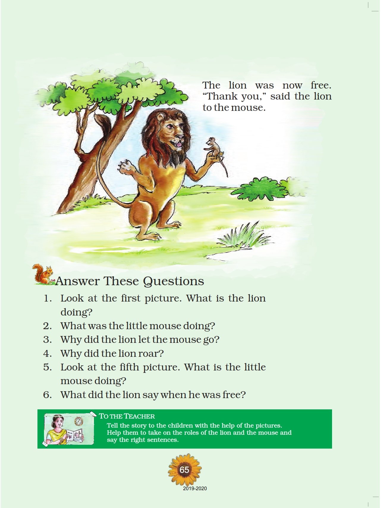 NCERT Book Class 1 English Raindrops Chapter 16 The Lion and the Mouse