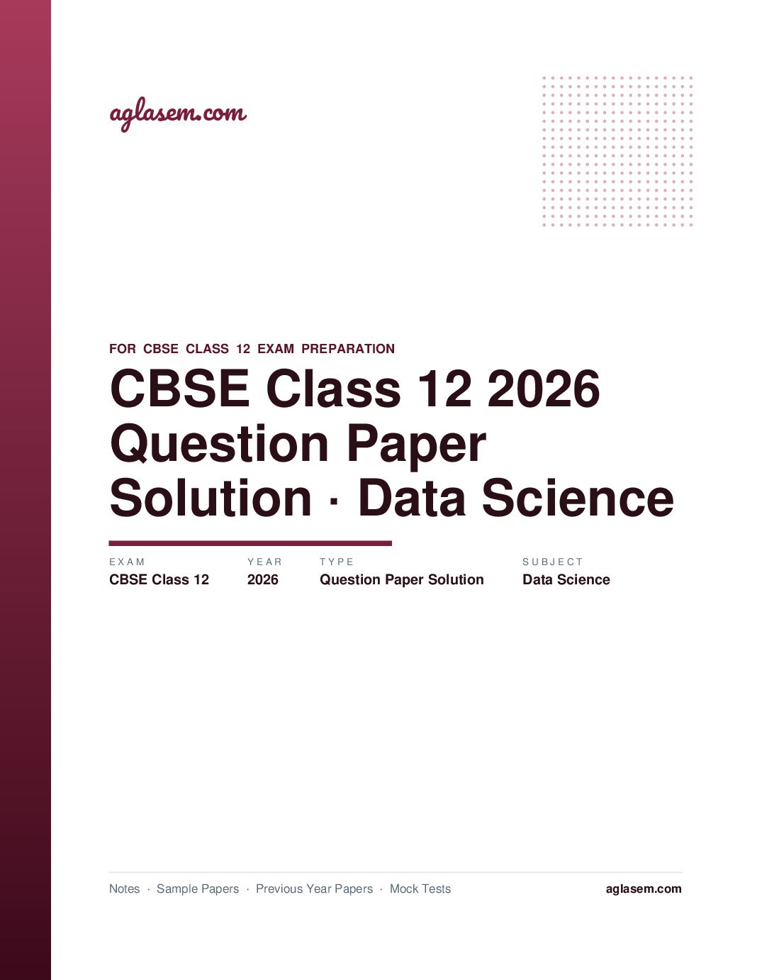 CBSE Class 12 Question Paper 2026 Solution Data Science - Page 1 of 23