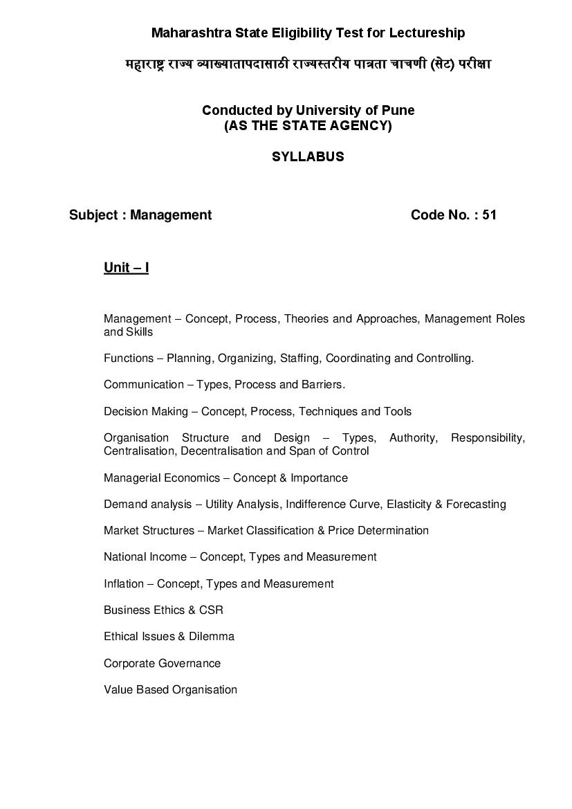 MAHA SET 2020 Syllabus Management - Page 1 of 6