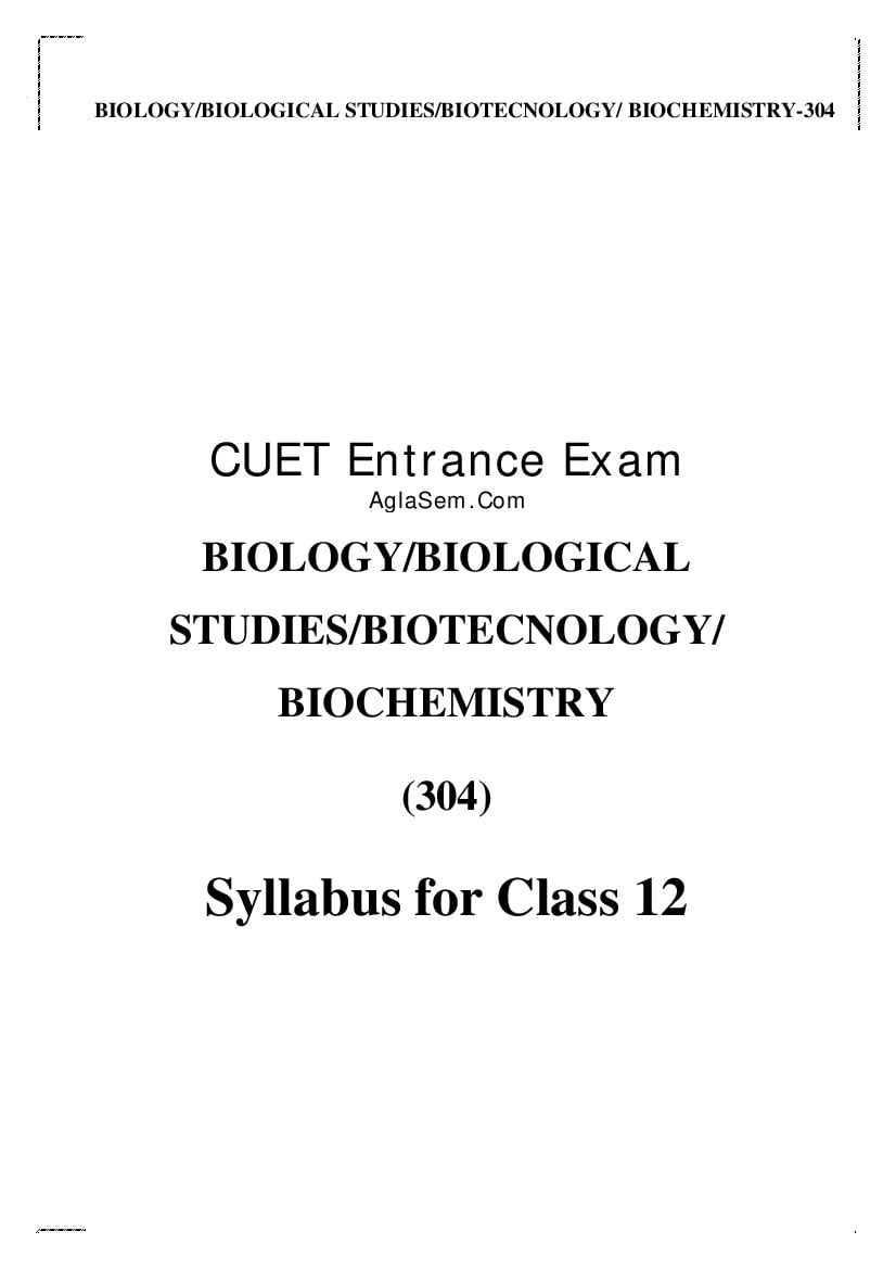 CUET 2022 Syllabus Biology - Page 1