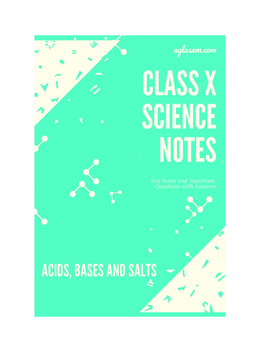 Class 10 Science Notes for Acid Bases and Salts - Page 1