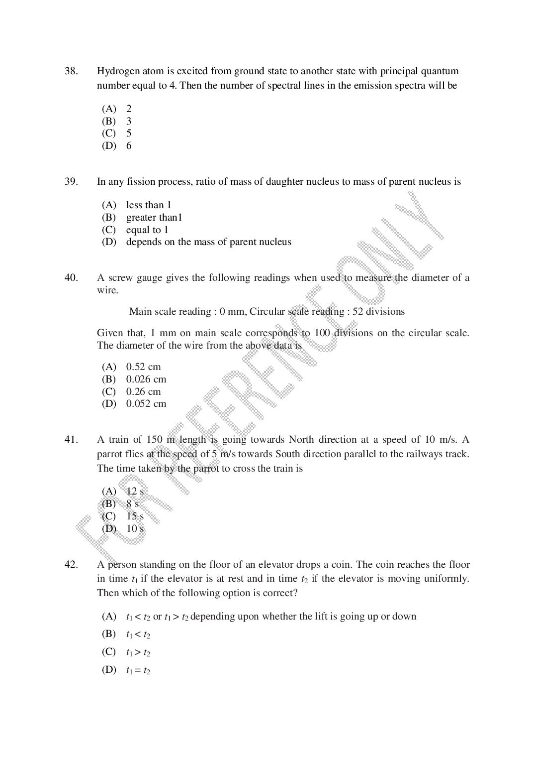 CUSAT CAT 2025 Question Papers PDF (B.Tech Shifts 1 to 4, 24 Papers)