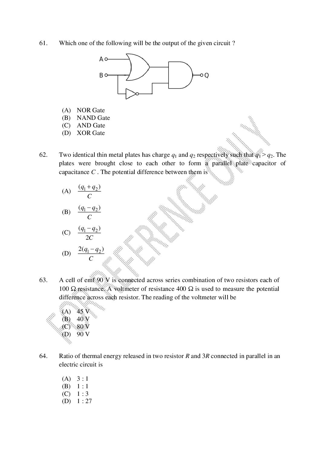 CUSAT CAT 2025 Question Papers PDF (B.Tech Shifts 1 to 4, 24 Papers)