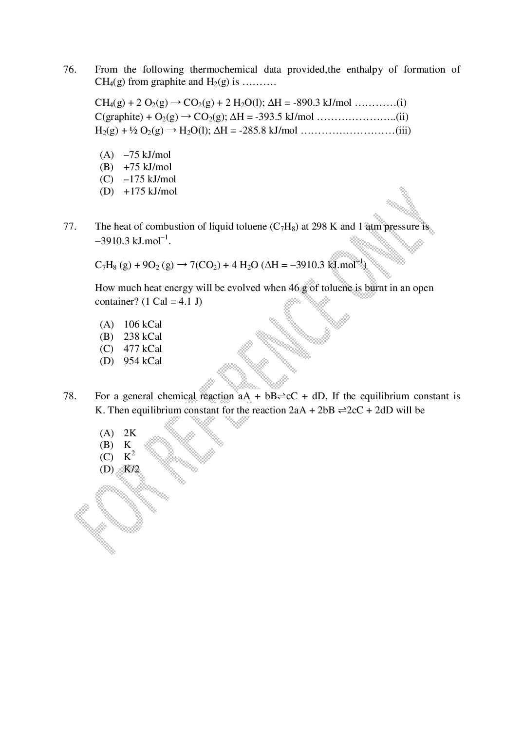 CUSAT CAT 2025 Question Papers PDF (B.Tech Shifts 1 to 4, 24 Papers)