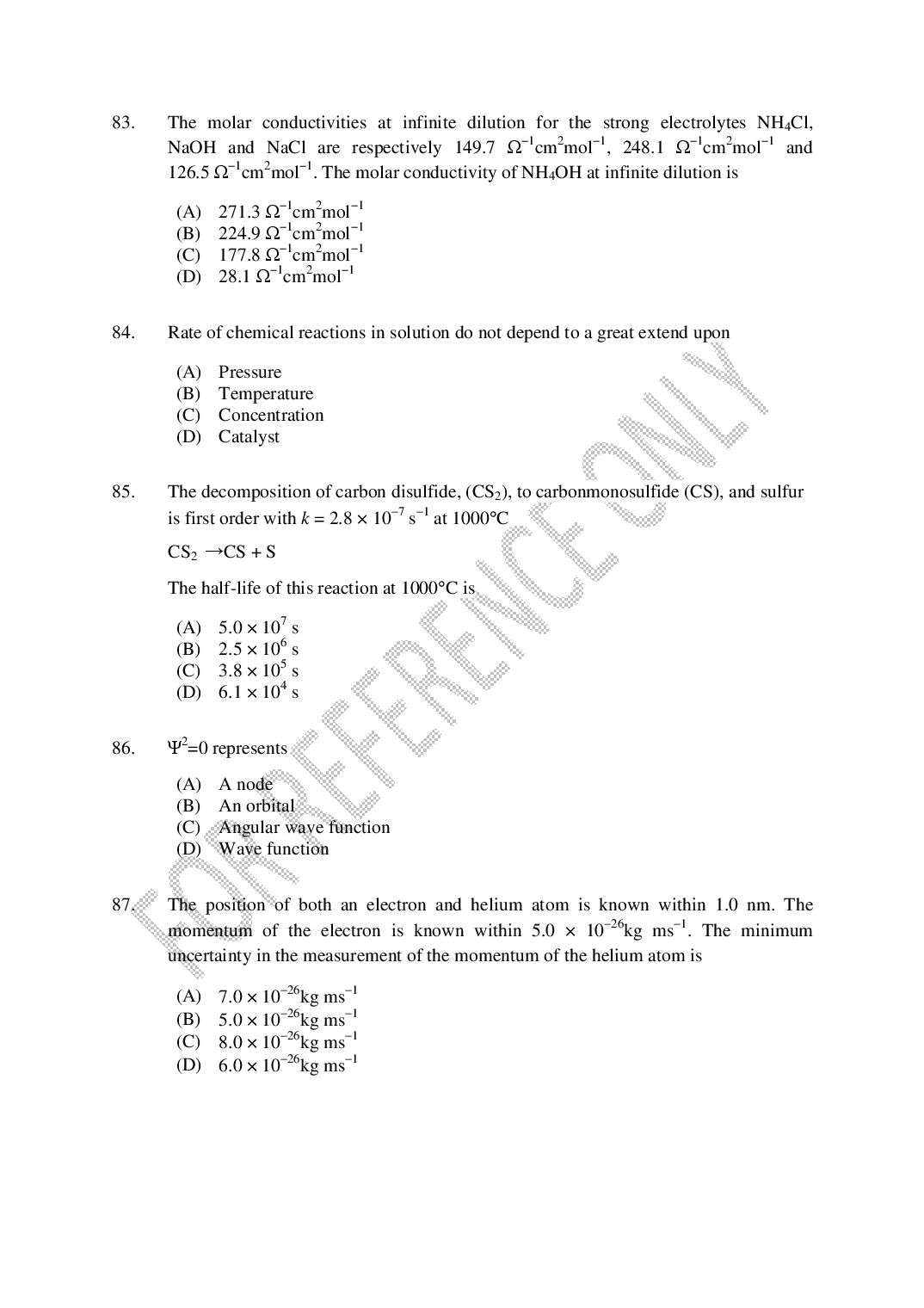 CUSAT CAT 2025 Question Papers PDF (B.Tech Shifts 1 to 4, 24 Papers)
