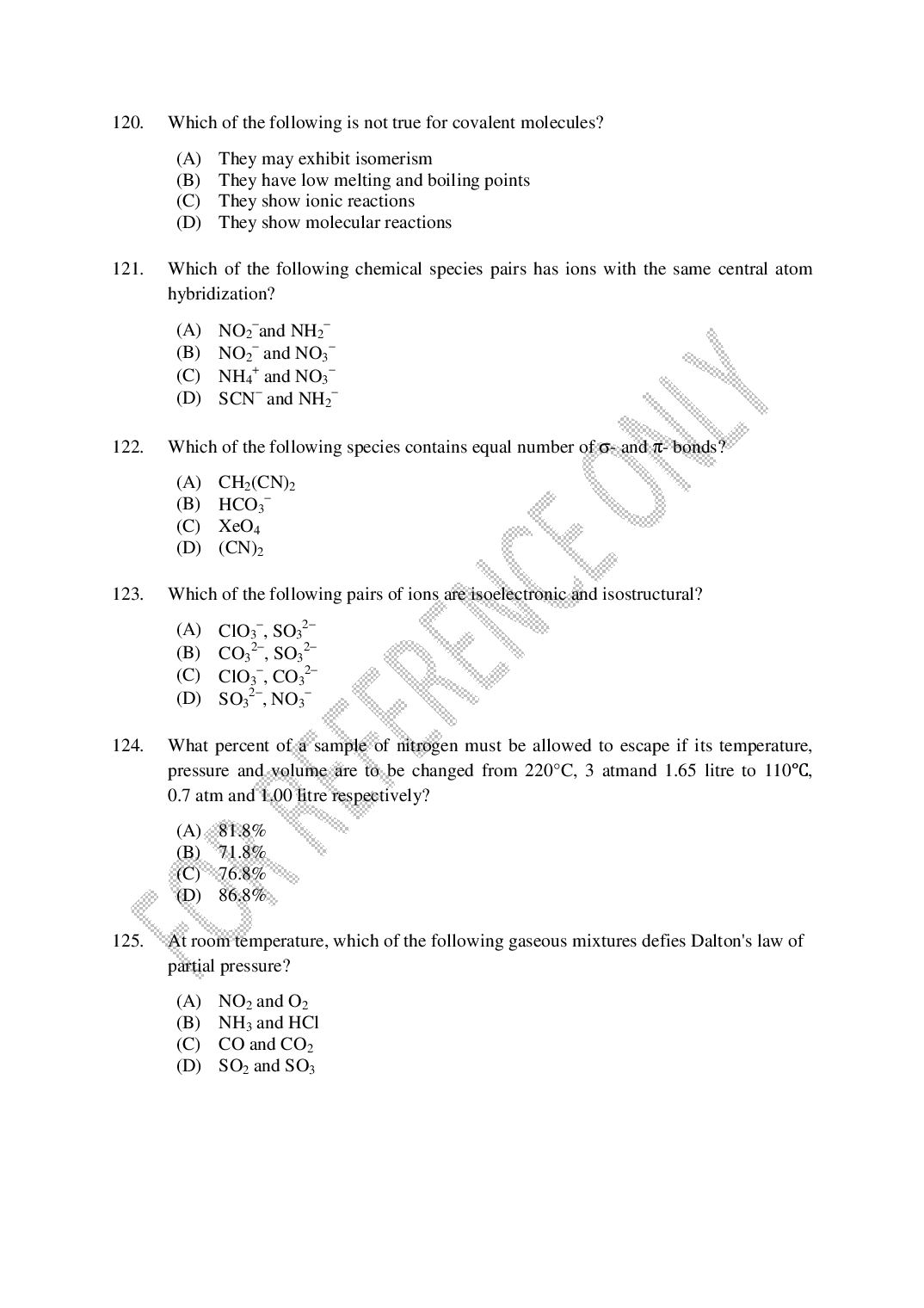 CUSAT CAT 2025 Question Papers PDF (B.Tech Shifts 1 to 4, 24 Papers)