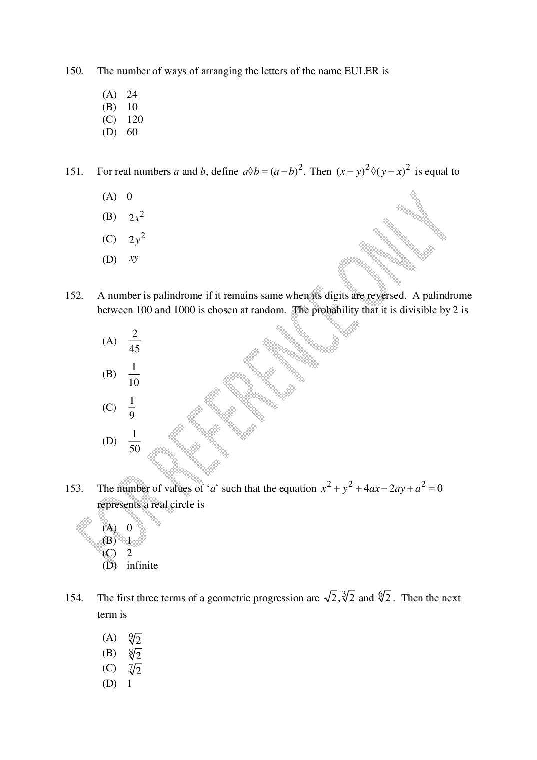 CUSAT CAT 2025 Question Papers PDF (B.Tech Shifts 1 to 4, 24 Papers)