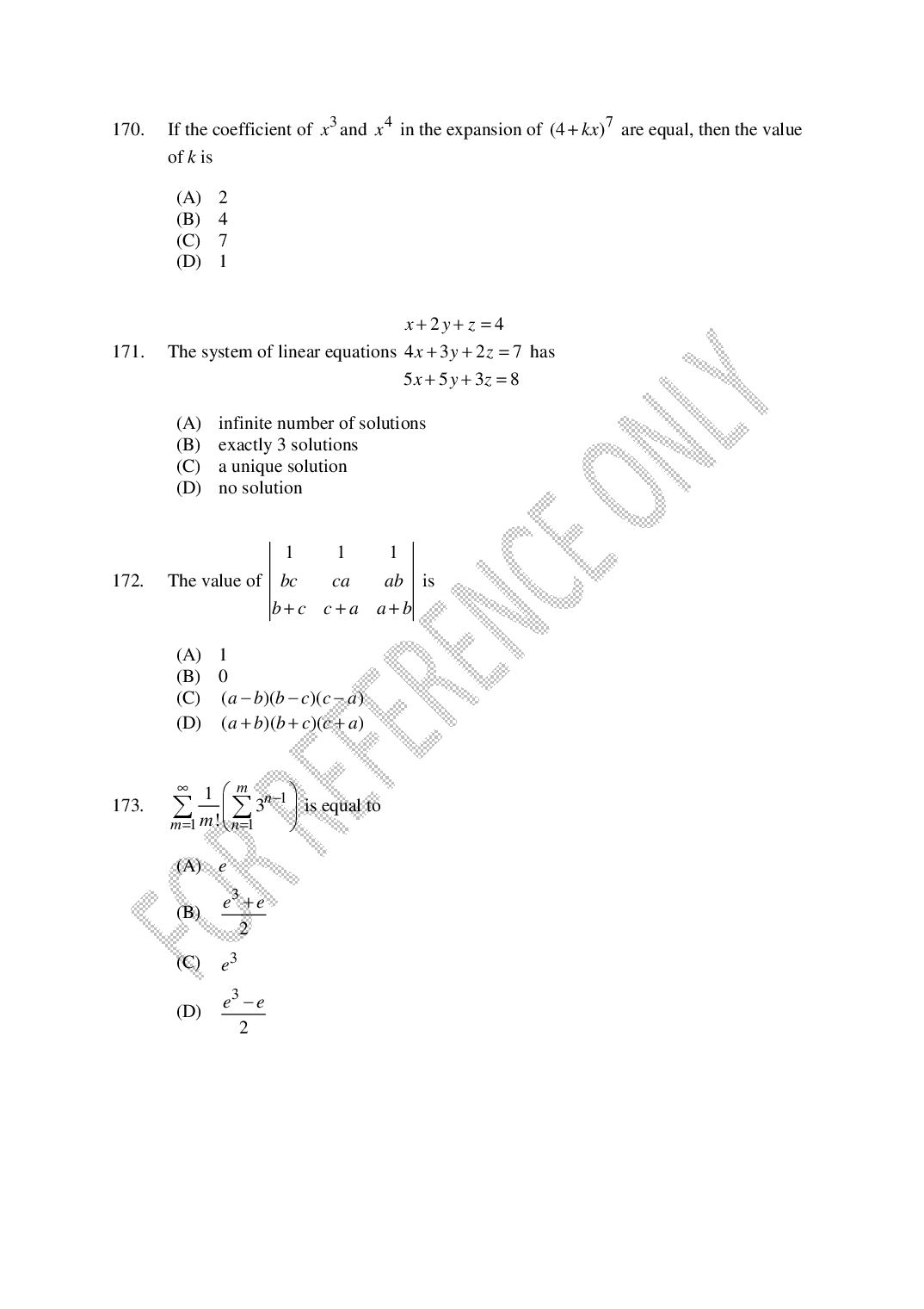 CUSAT CAT 2025 Question Papers PDF (B.Tech Shifts 1 to 4, 24 Papers)