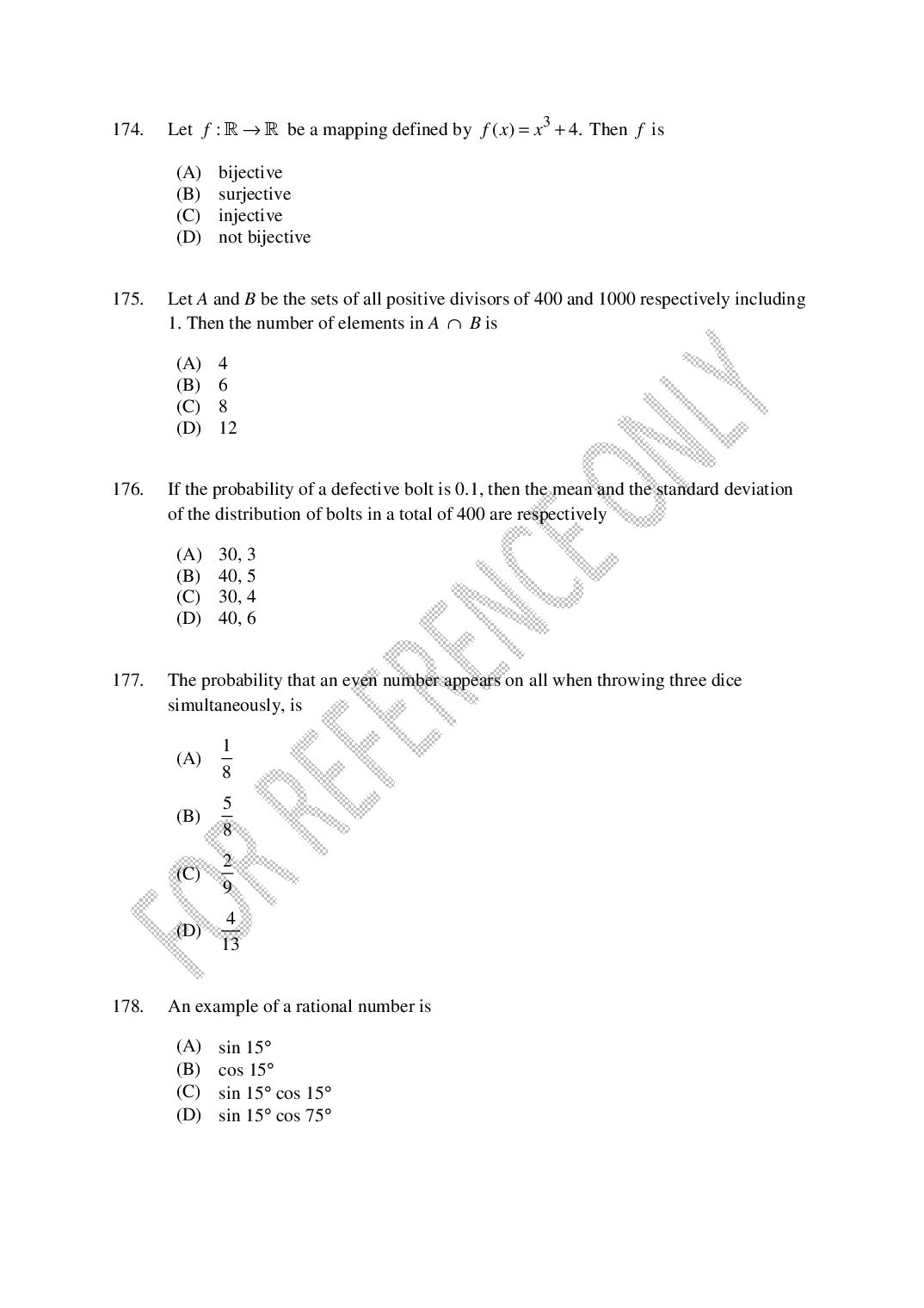 CUSAT CAT 2025 Question Papers PDF (B.Tech Shifts 1 to 4, 24 Papers)