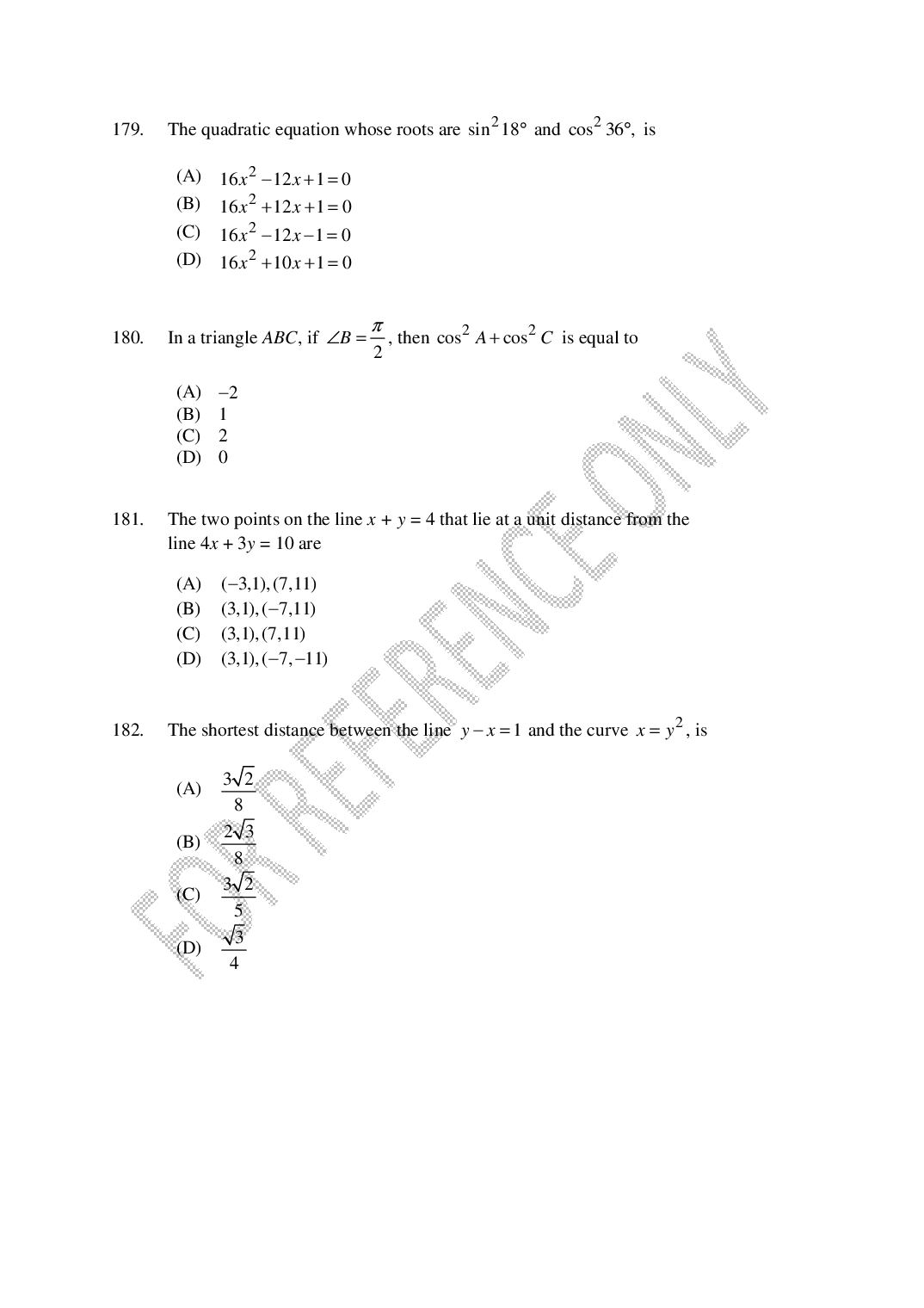 CUSAT CAT 2025 Question Papers PDF (B.Tech Shifts 1 to 4, 24 Papers)