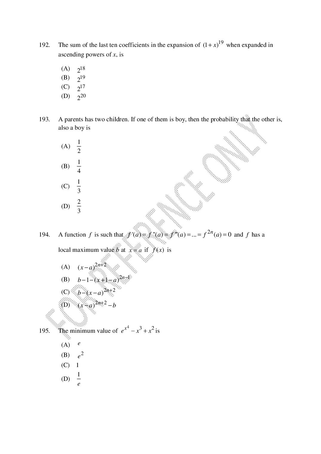 CUSAT CAT 2025 Question Papers PDF (B.Tech Shifts 1 to 4, 24 Papers)
