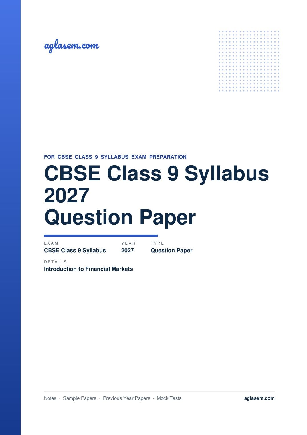 CBSE Class 9 Syllabus 2027 Introduction to Financial Markets - Page 1 of 10
