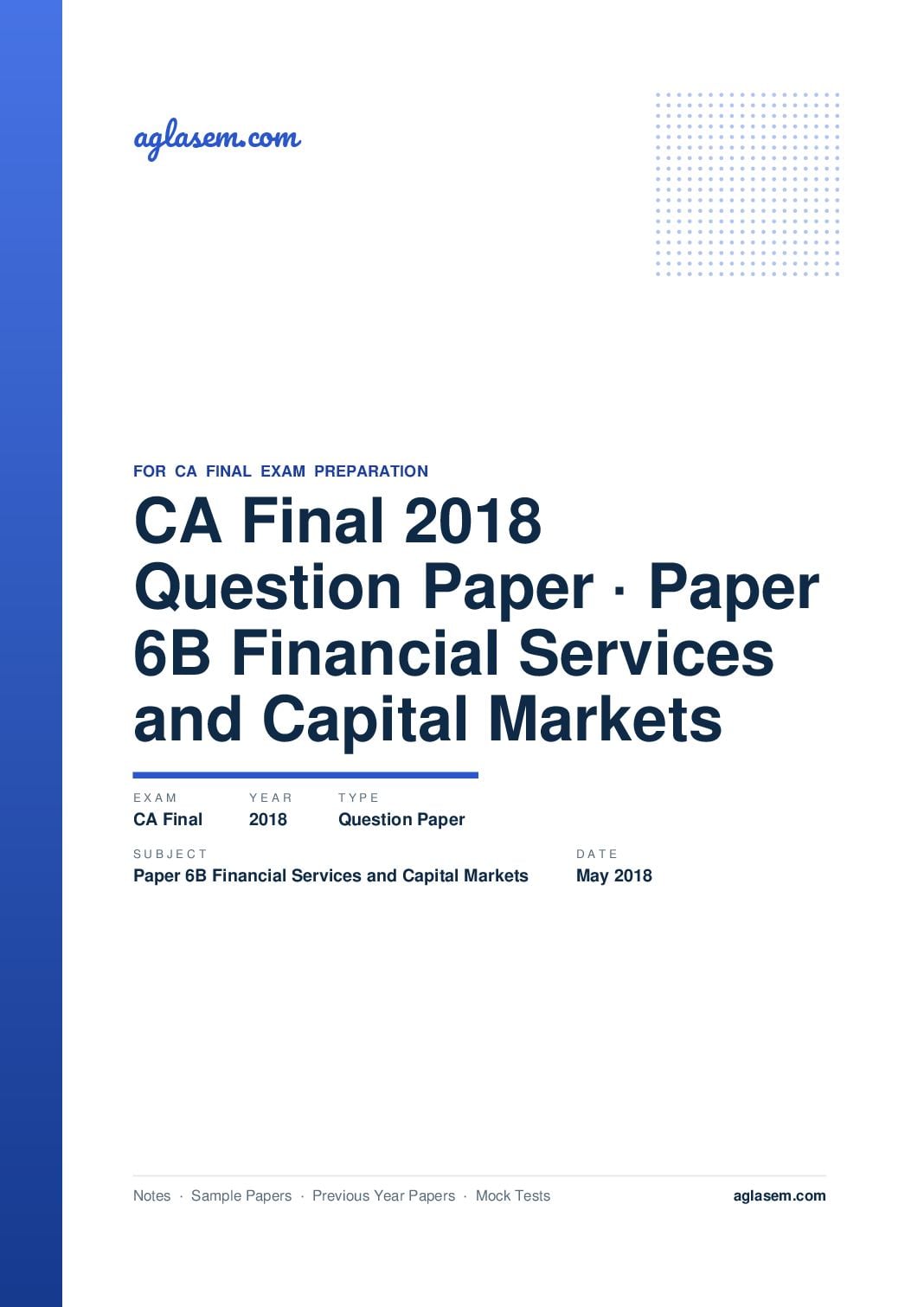 CA Final May 2018 Question Paper Paper 6B Financial Services and Capital Markets - Page 1 of 17