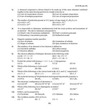 PU CET UG 2025 Question Paper Chemistry - Download PDF | AglaSem