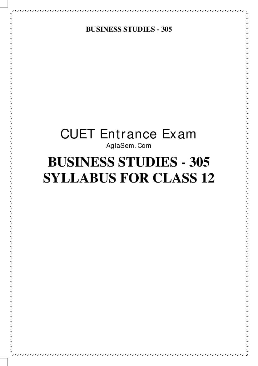 CUET 2022 Syllabus Business Studeis - Page 1