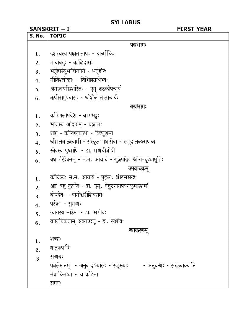 AP Inter 1st Year Syllabus 2023 Sanskrit - Page 1