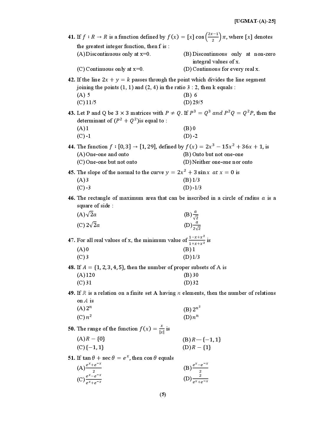 PU CET UG 2025 Question Papers PDF with Answer Key