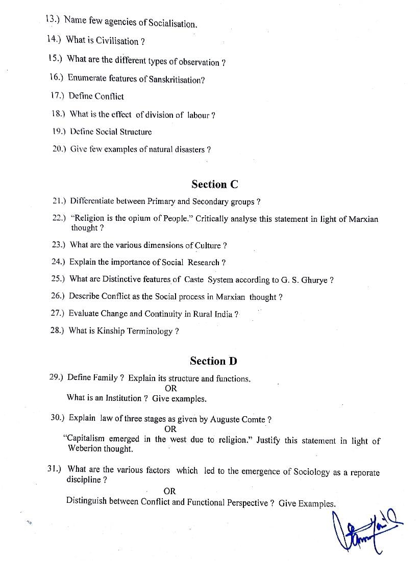 Jkbose Class 11th Model Question Paper 2024 For Sociology Jk Board Class 11 Sociology Sample Paper 7129