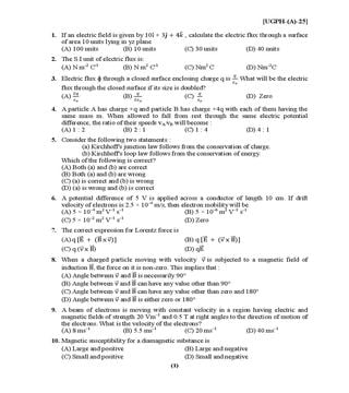 PU CET UG 2025 Question Paper Physics - Download PDF | AglaSem