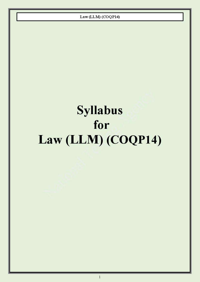 CUET PG 2024 Syllabus Law LLM - Page 1