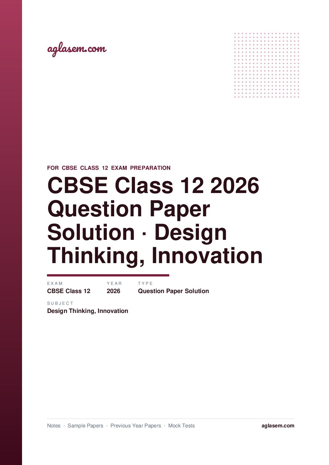 CBSE Class 12 Question Paper 2026 Solution Design Thinking & Innovation - Page 1 of 9