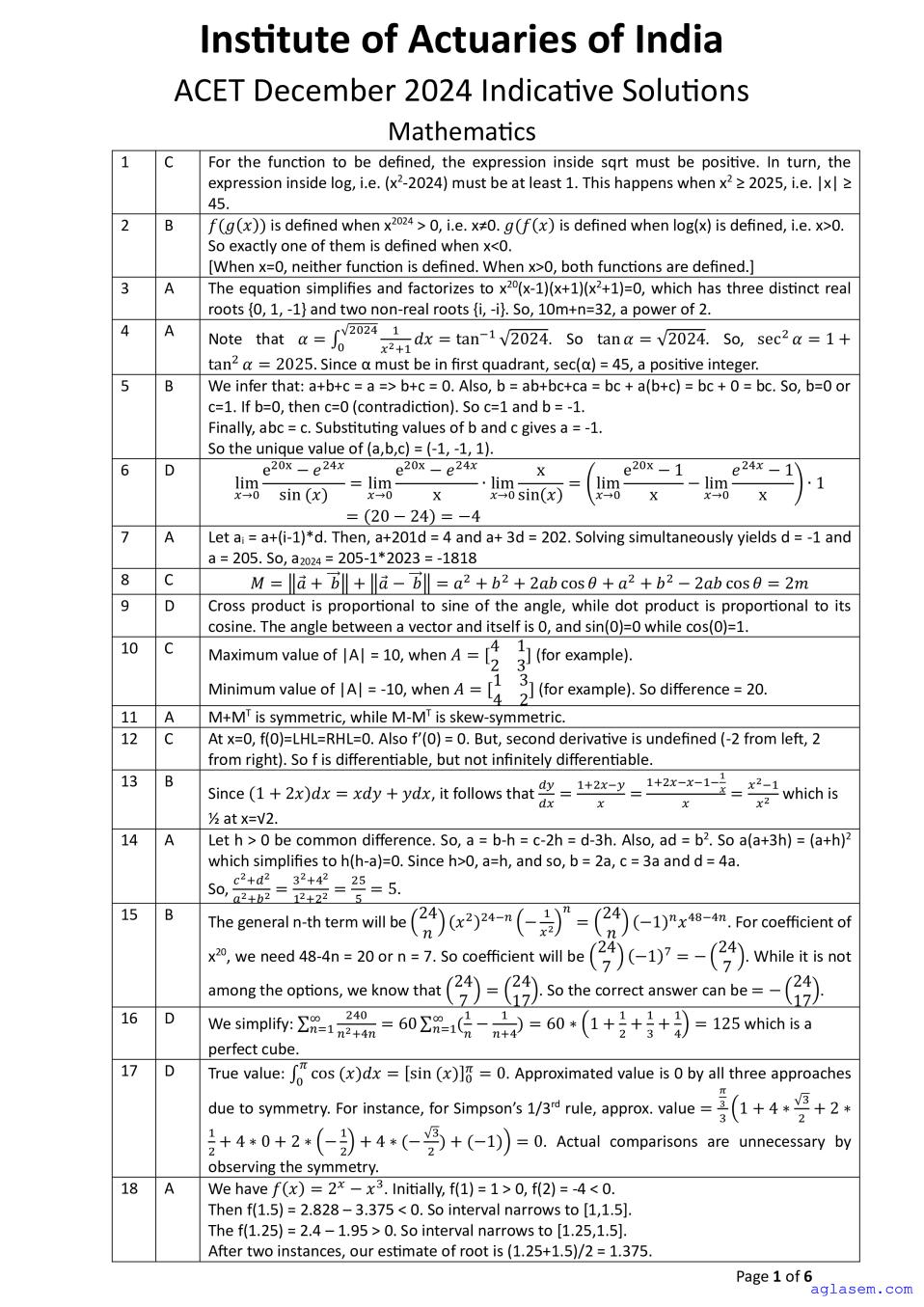 ACET Dec 2024 Solution - Page 1 of 6