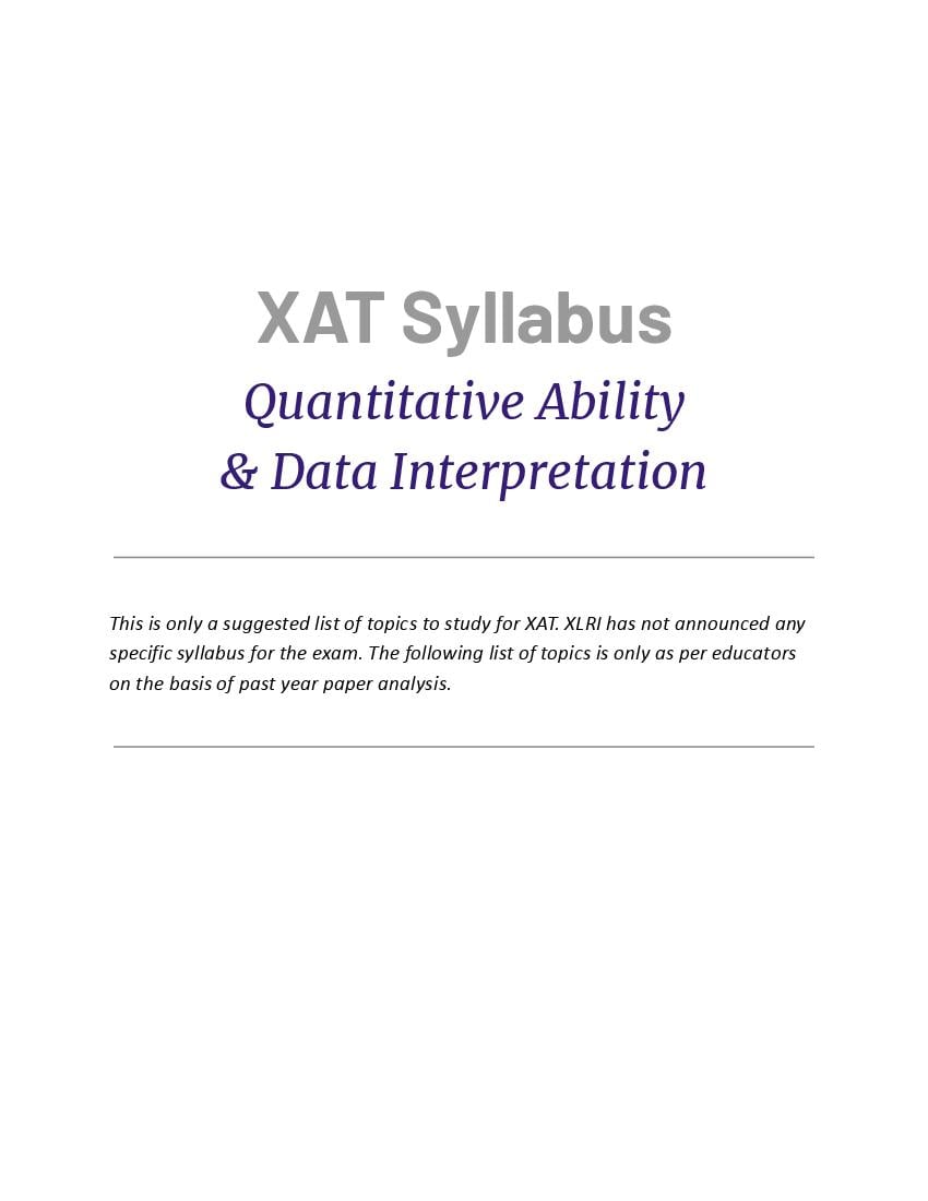 XAT Syllabus - Quantitative Ability & Data Interpretation