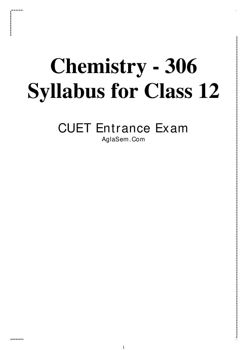 CUET 2022 Syllabus Chemistry - Page 1