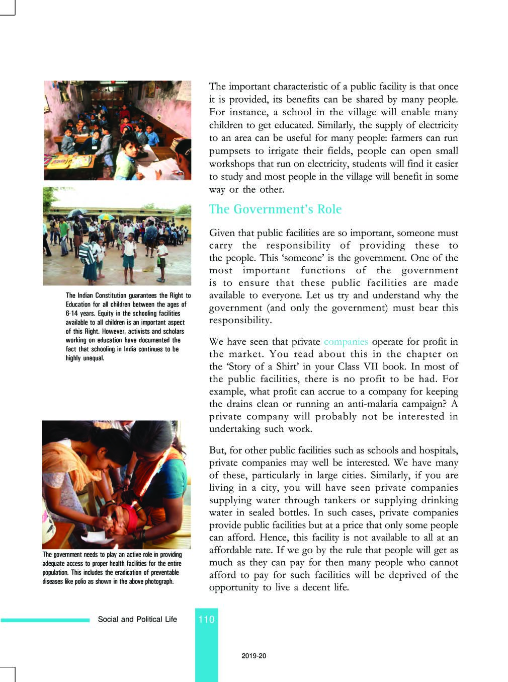 NCERT Book Class 8 Social Science (Civics) Chapter 9 Public Facilities