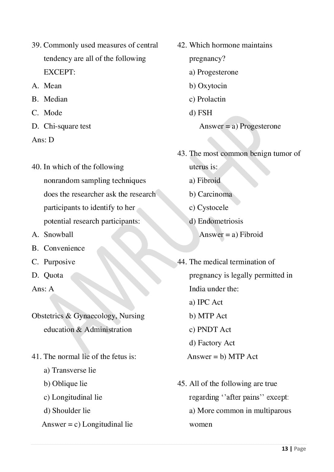HP M.Sc Nursing 2026 Question Paper PDF