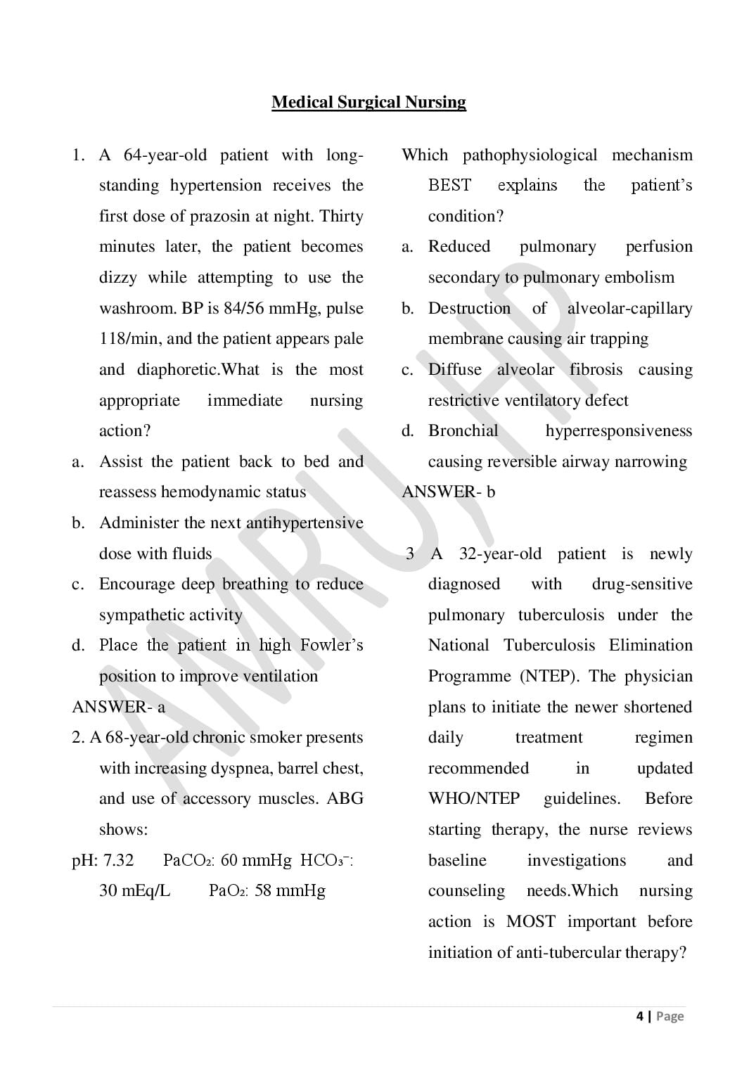 HP M.Sc Nursing 2026 Question Paper PDF