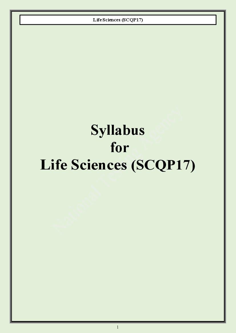 CUET PG 2024 Syllabus Life Sciences - Page 1