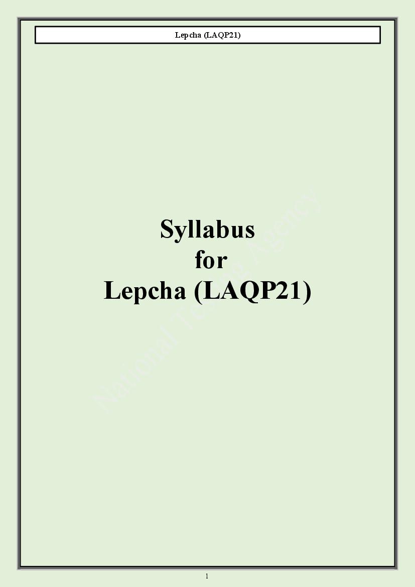 CUET PG 2024 Syllabus Lepcha - Page 1
