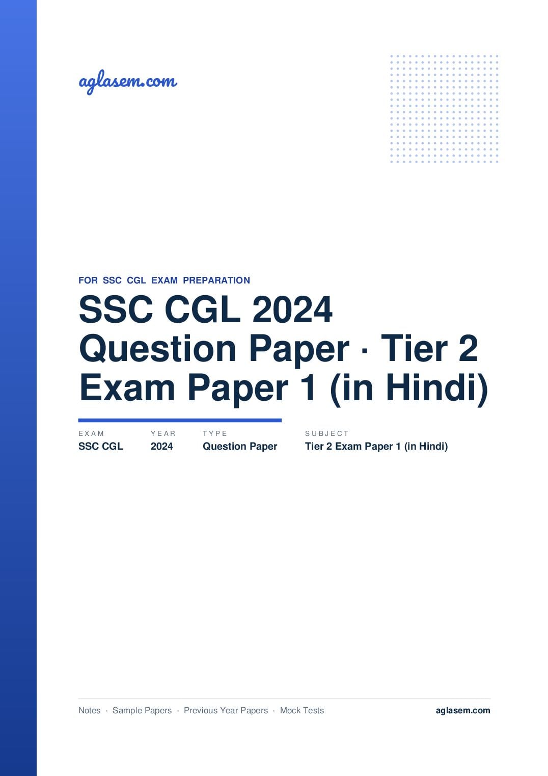SSC CGL 2024 Question Paper Tier 2 Exam Paper 1 (in Hindi) - Page 1 of 64