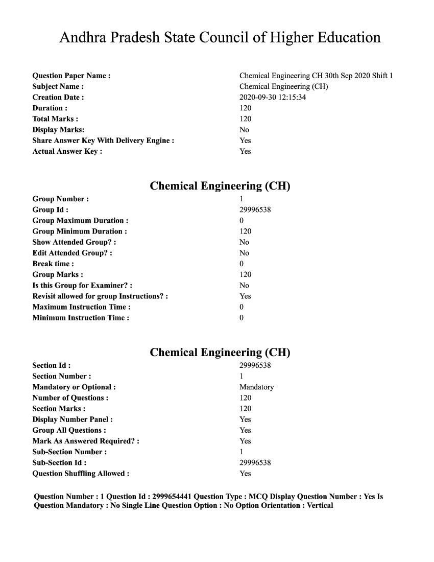 AP PGECET 2020 Question Paper for Chemical Engineering - Page 1