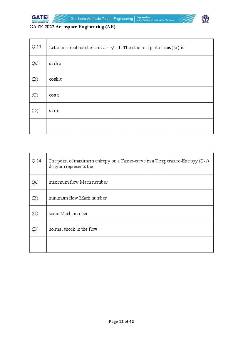 GATE 2022 Question Papers PDF with Answer Keys (37 Papers)