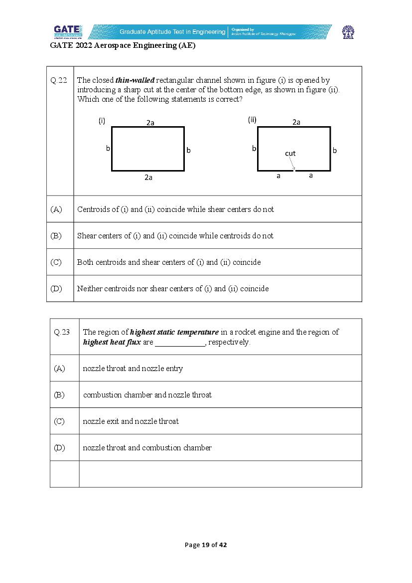 GATE 2022 Question Papers PDF with Answer Keys (37 Papers)