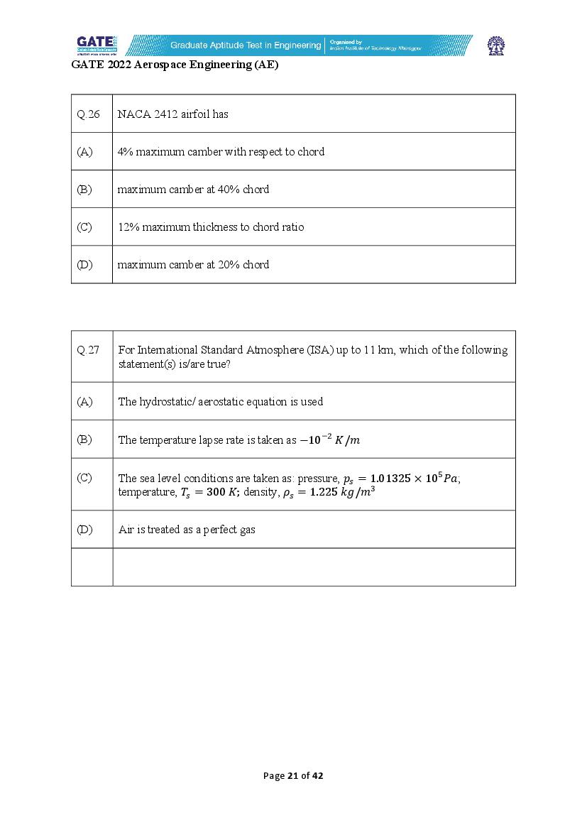 GATE 2022 Question Papers PDF with Answer Keys (37 Papers)