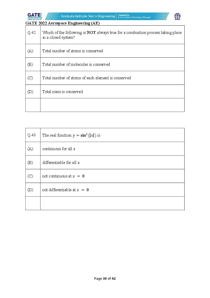 GATE 2022 Question Papers PDF with Answer Keys (37 Papers)